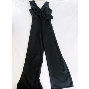 Lark & Ro Black Ruffle Jumpsuit
